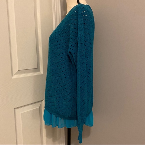 PRANA Knit Ruffle Bottom Ellery Sweater Blue - Picture 6 of 10